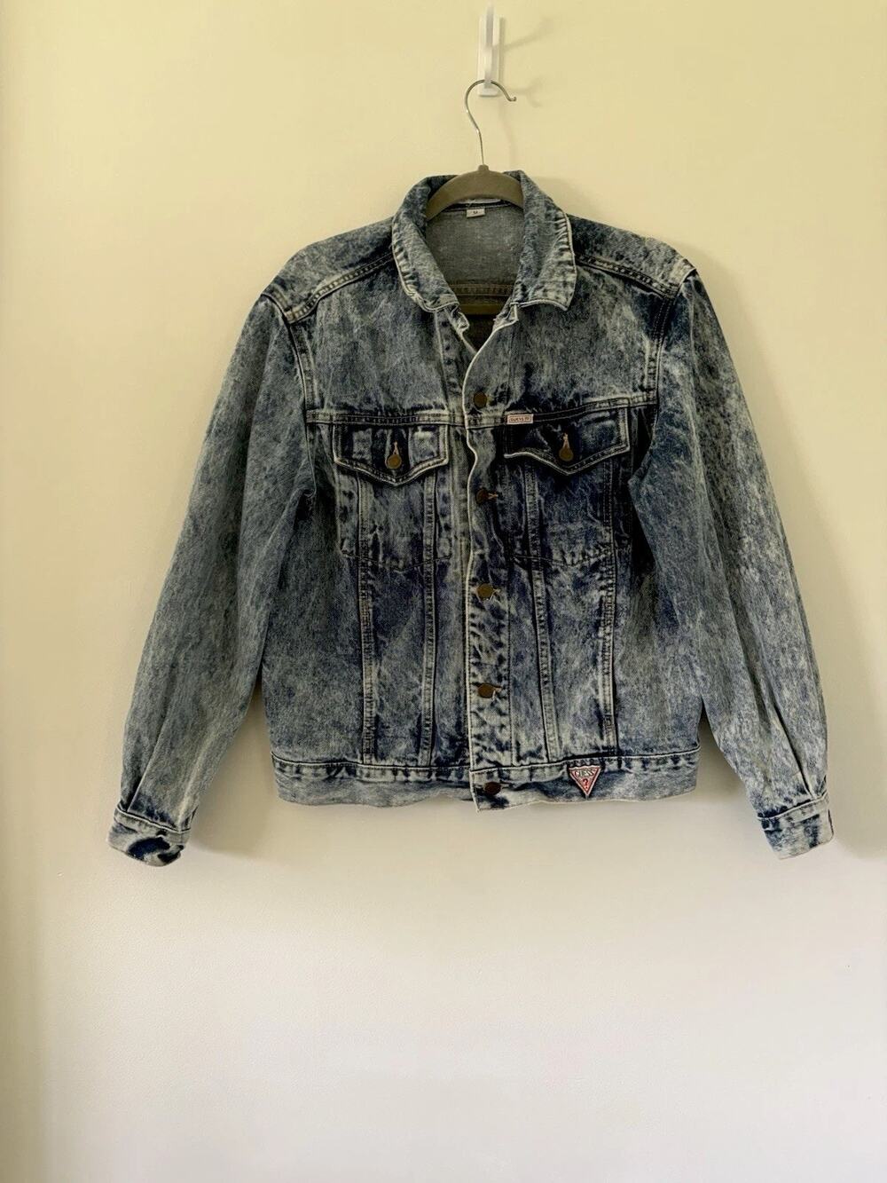 Vintage 80s GUESS By Georges Marciano Acid Wash Jean Jacket Medium Denim - Picture 1 of 12
